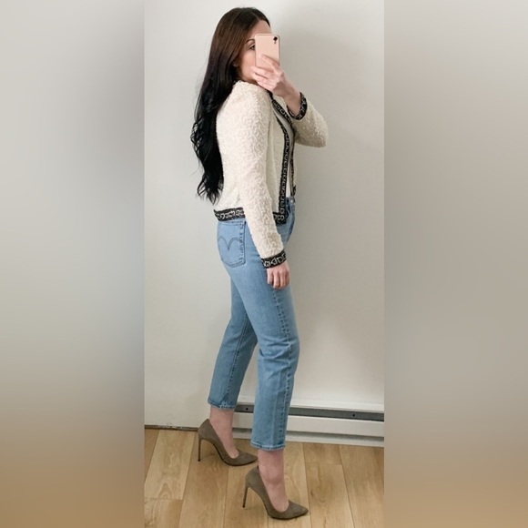 Vintage Ivory Black Sequined Beaded Embroidered Silk Dress Blazer Jacker Small - Picture 4 of 11